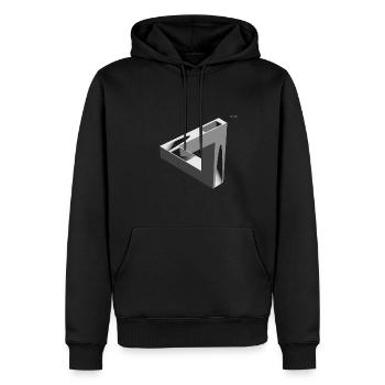 3D shape - Men’s Premium Organic Hoodie - black - Front - Nico (187cm)