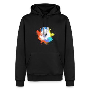 Chien de berger blanc blanc ,chien ,coloré,chien , - Sweat à capuche Premium bio Homme - noir - Devant - Nico (187cm)