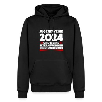 Jugendweihe 2024 Jugend Jugendfeier 2024 Geschenk - Männer Premium Bio Hoodie - Schwarz - Vorne - Nico (187cm)