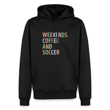 Week-ends Café et Soccer Maman - Sweat à capuche Premium bio Homme - noir - Devant - Nico (187cm)