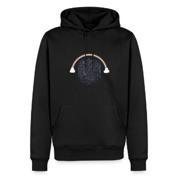 Regenbogen mit Regentropfenmuster - Männer Premium Bio Hoodie - Schwarz - Vorne - Nico (187cm)