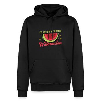 Manger des pastèques Fruits tropicaux fruits - Sweat à capuche Premium bio Homme - noir - Devant - Nico (187cm)