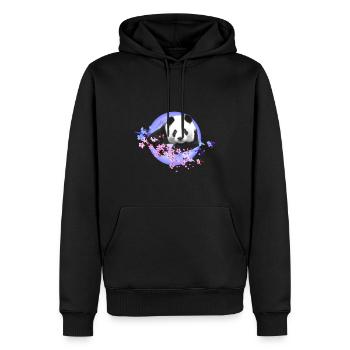 Panda,Panda Bear,Coloré,Graffiti,Peinture,Fleur de cerisier - Sweat à capuche Premium bio Homme - noir - Devant - Nico (187cm)