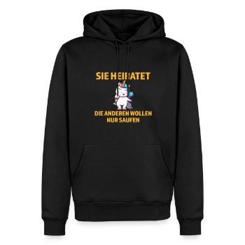 Junggesellenabschied Braut Einhorn Geschenk - Männer Premium Bio Hoodie - Schwarz - Vorne - Nico (187cm)
