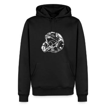 Pilotenhelm / Pilot Helmet 01_weiß - Männer Premium Bio Hoodie - Schwarz - Vorne - Nico (187cm)