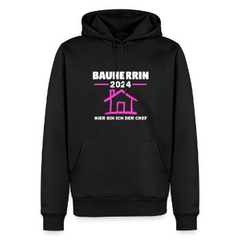 Bauherrin 2024 Hausbau Richtfest Geschenk - Männer Premium Bio Hoodie - Schwarz - Vorne - Nico (187cm)