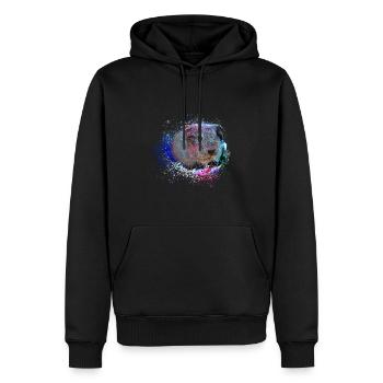 Cochons d’Inde, graffiti, peinture, coloré - Sweat à capuche Premium bio Homme - noir - Devant - Nico (187cm)