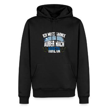 Ich muss garnix Kreta Griechenland - Männer Premium Bio Hoodie - Schwarz - Vorne - Nico (187cm)
