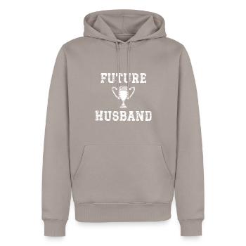 Ehemann Bräutigam Heirat Verlobung Geschenkidee - Männer Premium Bio Hoodie - Taupe - Vorne - Nico (187cm)