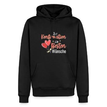 Konfirmation die Besten Wünsche Konfirmand - Männer Premium Bio Hoodie - Schwarz - Vorne - Nico (187cm)