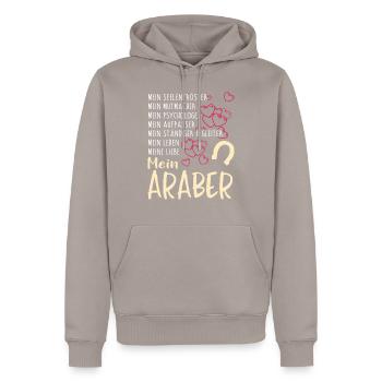ARABER - mein - Männer Premium Bio Hoodie - Taupe - Vorne - Nico (187cm)
