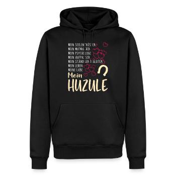 HUZULE - mein - Männer Premium Bio Hoodie - Schwarz - Vorne - Nico (187cm)
