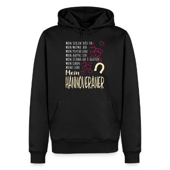 HANNOVERANER - mein - Männer Premium Bio Hoodie - Schwarz - Vorne - Nico (187cm)