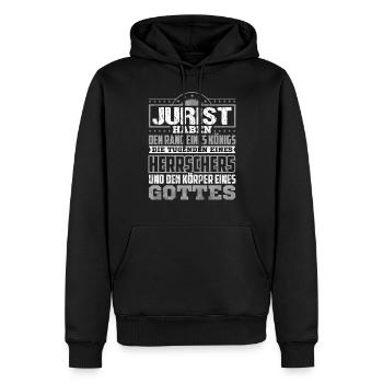 JURIST - Gott - Männer Premium Bio Hoodie - Schwarz - Vorne - Nico (187cm)