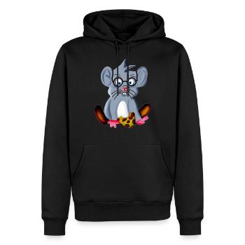 Souris nerd intelligente avec des lunettes comme un serpent de spectacle - Sweat à capuche Premium bio Homme - noir - Devant - Nico (187cm)