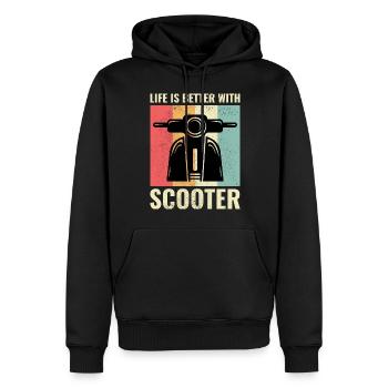 Roller Fahrer Roller Motorrad Vintage Retro - Männer Premium Bio Hoodie - Schwarz - Vorne - Nico (187cm)