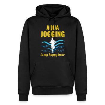 Deep Water Aqua jogging Pool Running Fitness - Men’s Premium Organic Hoodie - black - Front - Nico (187cm)