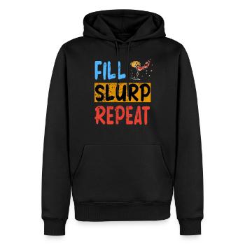 Fill, Slurp, Repeat - Cocktail Bier Party T-Shirt - Männer Premium Bio Hoodie - Schwarz - Vorne - Nico (187cm)
