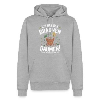 J’ai le pouce brun - Sweat à capuche Premium bio Homme - gris chiné - Devant - Thijin (182cm)