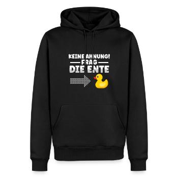 Frag die Badeente Gummiente - Männer Premium Bio Hoodie - Schwarz - Vorne - Nico (187cm)