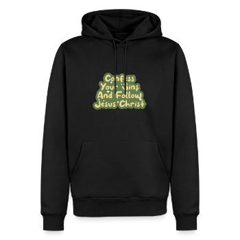 Folge Jesus Christus Bibel Glaube Gott Christentum - Männer Premium Bio Hoodie - Schwarz - Vorne - Nico (187cm)