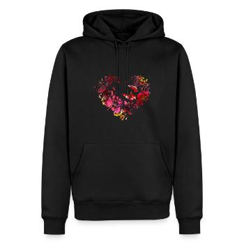ungarische blumen,Herz,ornamente,blumenherz - Männer Premium Bio Hoodie - Schwarz - Vorne - Nico (187cm)