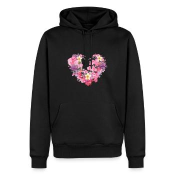 blüte,herz,blumenherz,blumen,rot - Männer Premium Bio Hoodie - Schwarz - Vorne - Nico (187cm)