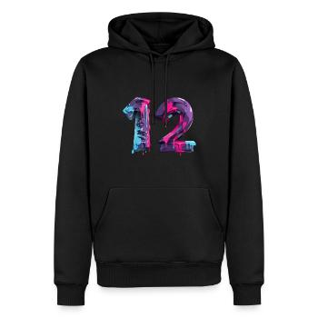 NR. 12 NUMMER 12 COOL 12. GEBURTSTAG - Männer Premium Bio Hoodie - Schwarz - Vorne - Nico (187cm)