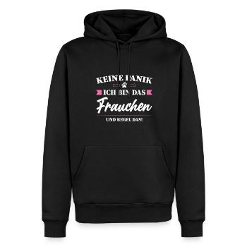 Frauchen Hund Hundebesitzerin Geschenk - Männer Premium Bio Hoodie - Schwarz - Vorne - Nico (187cm)