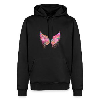 Angelwings,Wings,Coloré,Angel Wings,Fleurs - Sweat à capuche Premium bio Homme - noir - Devant - Nico (187cm)