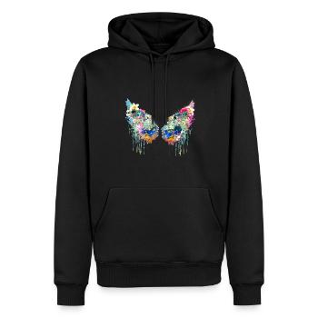 Angelwings,Wings,Coloré,Angel Wings,Fleurs - Sweat à capuche Premium bio Homme - noir - Devant - Nico (187cm)