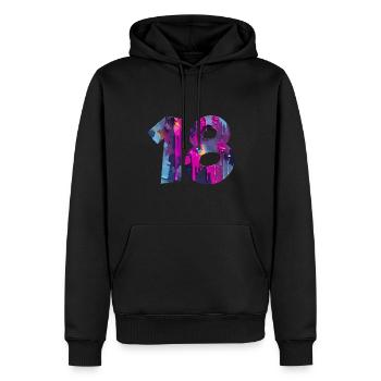 NON. 18 NUMÉRO 18 COOL 18E ANNIVERSAIRE - Sweat à capuche Premium bio Homme - noir - Devant - Nico (187cm)