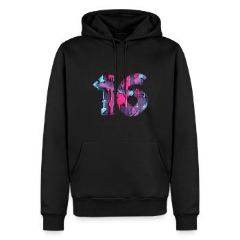 NON. 16 NUMÉRO 16 COOL 16E ANNIVERSAIRE - Sweat à capuche Premium bio Homme - noir - Devant - Nico (187cm)