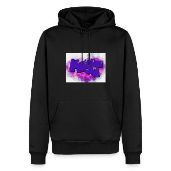 Artwork "Most" Purple/Pink/Blue - Männer Premium Bio Hoodie - Schwarz - Vorne - Nico (187cm)