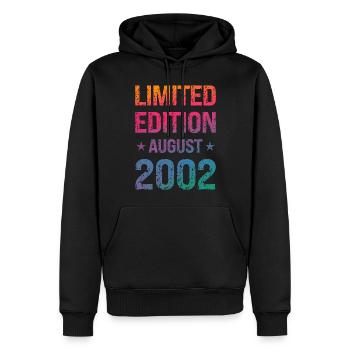 Fête d’anniversaire en édition limitée Vintage 2002 - Sweat à capuche Premium bio Homme - noir - Devant - Nico (187cm)