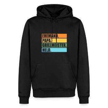 Grillmeister Papa Grillmeister Papa Geschenk - Männer Premium Bio Hoodie - Schwarz - Vorne - Nico (187cm)