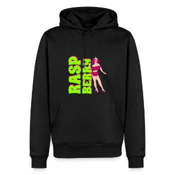 Vintage Himbeere Pin-up - Männer Premium Bio Hoodie - Schwarz - Vorne - Nico (187cm)