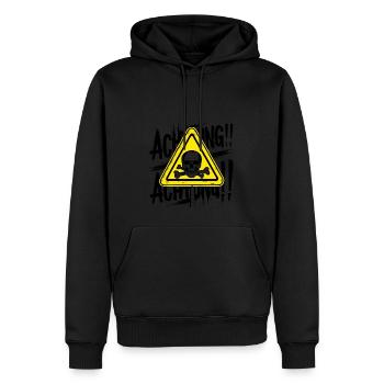 Achtung - Männer Premium Bio Hoodie - Schwarz - Vorne - Nico (187cm)