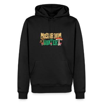 Mushroom Hunter Gemüse-Shiitake Fan - Männer Premium Bio Hoodie - Schwarz - Vorne - Nico (187cm)