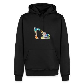 bagger,baggerfahren,baggerfahren,graffiti,bunt - Männer Premium Bio Hoodie - Schwarz - Vorne - Nico (187cm)