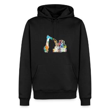 bagger,baggerfahren,baggerfahren,graffiti,bunt - Männer Premium Bio Hoodie - Schwarz - Vorne - Nico (187cm)