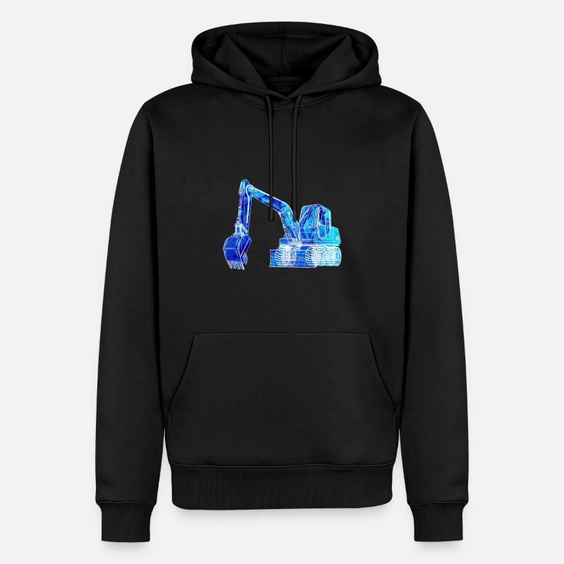 Excavatrice,Véhicule de construction,Conduite d’excavatrice,Graffiti,Bleu - Sweat à capuche Premium bio Homme - noir