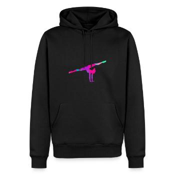 Gymnaste, yoga, sports, exercices, danse, gymnastique - Sweat à capuche Premium bio Homme - noir - Devant - Nico (187cm)