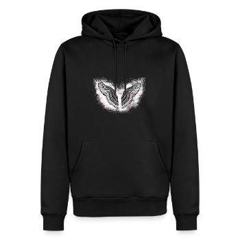 Angelwings,Ailes,Aquarelle,Blanc,Ailes d’ange - Sweat à capuche Premium bio Homme - noir - Devant - Nico (187cm)