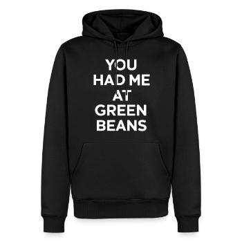 Grüne Bohnen - Männer Premium Bio Hoodie - Schwarz - Vorne - Nico (187cm)