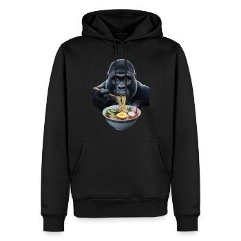 Gorilla Ramen - Männer Premium Bio Hoodie - Schwarz - Vorne - Nico (187cm)