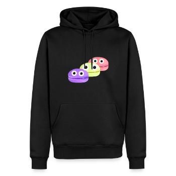 macarons,gebäck,kekse,comic - Männer Premium Bio Hoodie - Schwarz - Vorne - Nico (187cm)
