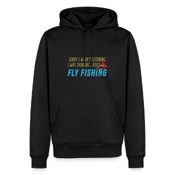 Nachdenken über Fliegenfischen Hobby Fischer - Männer Premium Bio Hoodie - Schwarz - Vorne - Nico (187cm)