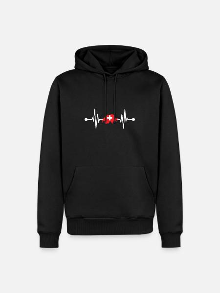Schweizer Herzschlag Schweiz - Männer Premium Bio Hoodie - Schwarz