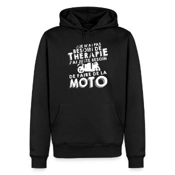 Thérapie - Faire de la moto - Sweat à capuche Premium bio Homme - noir - Devant - Nico (187cm)